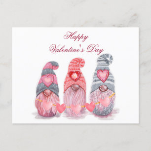 Glad Alla hjärtans dag Cute Gnomes med hjärtan Vykort