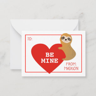 Glad Alla hjärtans dag Cute Heart Sloth Anteckningskort