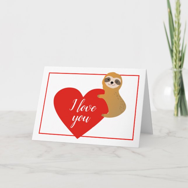 Glad Alla hjärtans dag | Cute Heart Sloth Helgkort (Framsida)