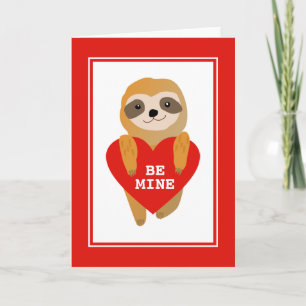 Glad Alla hjärtans dag Cute Heart Sloth Helgkort