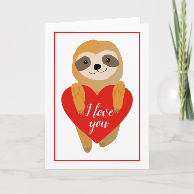Glad Alla hjärtans dag | Cute Heart Sloth Helgkort (Framsida)