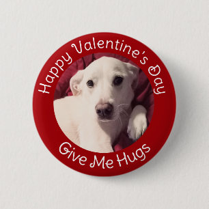 Glad Alla hjärtans dag, Cute Puppy Hund Photo Red Knapp
