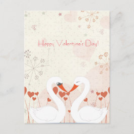 Glad Alla hjärtans dag Cute Romantic Svanar Helg Vykort