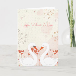 Glad Alla hjärtans dag Cute Romantic Svanar Helgkort