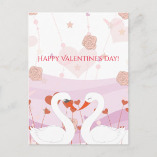 Glad Alla hjärtans dag Cute Romantic Svanar Ro Helg Vykort