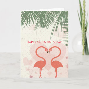 Glad Alla hjärtans dag Cute Rosa Flamingo Handflat Helgkort