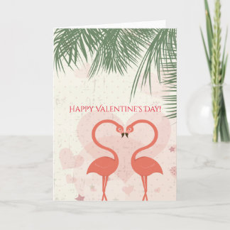 Glad Alla hjärtans dag Cute Rosa Flamingo Handflat Helgkort