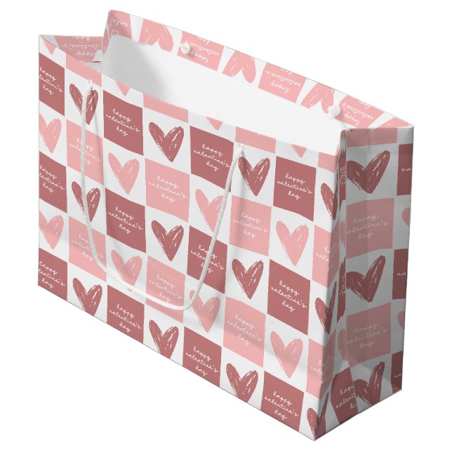 Glad Alla hjärtans dag Cute Rosa Hearts Mönster (Framsidan Vinklad)