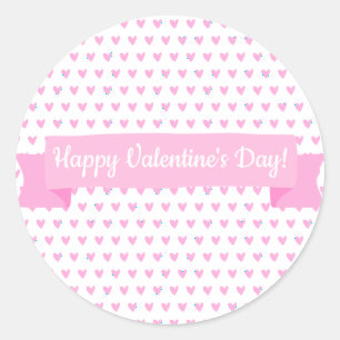 Glad Alla hjärtans dag Cute Rosa Hearts Mönster Runt Klistermärke