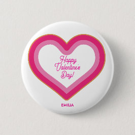 Glad Alla hjärtans dag Cute Shock rosa Heart Girly Knapp