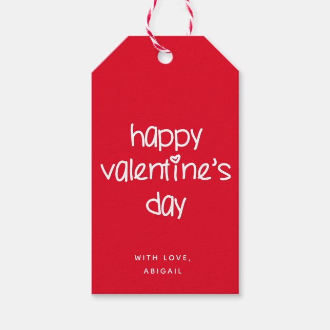 Glad Alla hjärtans dag - Cute Typography Red Presentetikett (Framsidan)
