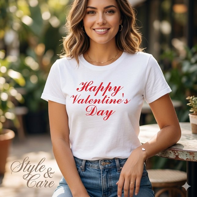 Glad Alla Hjärtans Dag Dam T-Shirt (Happy Valentine's Day Women's T-Shirt Tri-Blend Shirt)