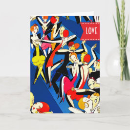 Glad Alla hjärtans dag. Dancing Par Art Deco Helgkort