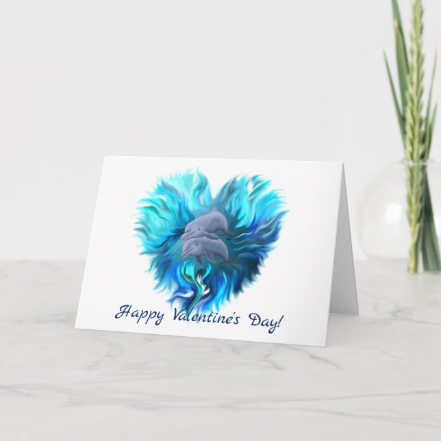 Glad Alla hjärtans dag - Delfinernas par Helgkort (Framsida)