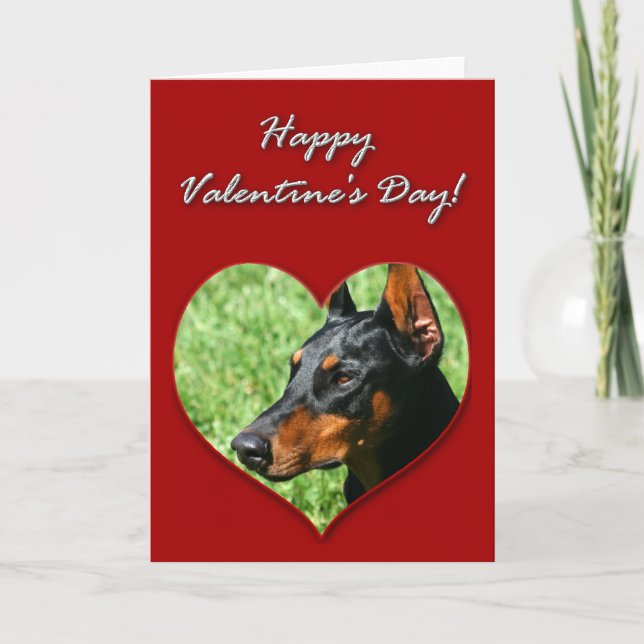Glad Alla hjärtans dag Doberman Pinscher-kort Helgkort (Framsida)