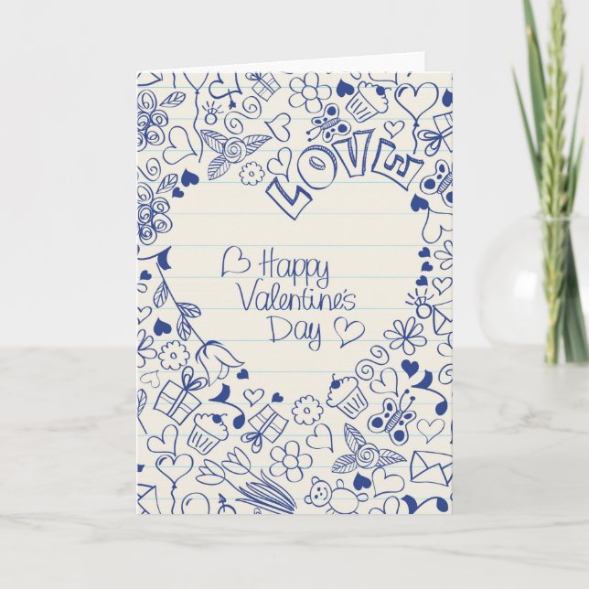 Glad Alla hjärtans dag-doodlar! Helgkort (Framsida)