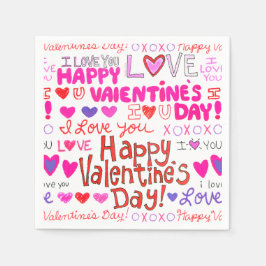 Glad Alla hjärtans dag Doodles Mönster Pappersservett