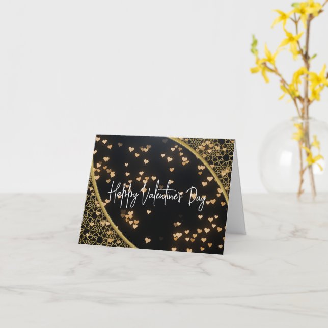 Glad Alla Hjärtans Dag - Elegant guld färg detalj  Kort (Gul blomma)