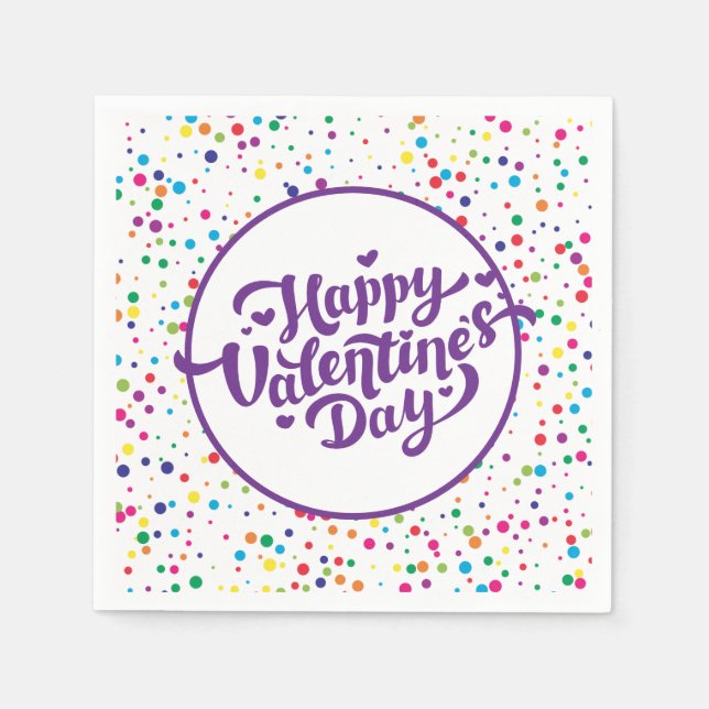 Glad Alla hjärtans dag Färgfull konfetti Pappersservett (Framsidan)