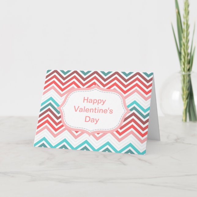 Glad Alla hjärtans dag, färglös chevron Helgkort (Framsida)