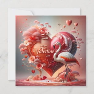 Glad Alla Hjärtans Dag Flamingo Julkort