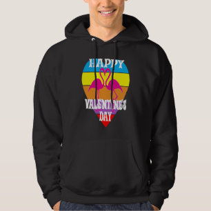 Glad Alla Hjärtans Dag Flamingos Hjärtan Rosa Kärl Hoodie