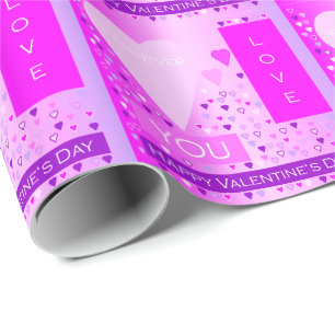 Glad Alla hjärtans dag Forever love Hearts Rosa Presentpapper