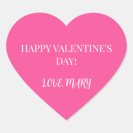 Glad Alla hjärtans dag från Namn Rosa  Hjärtformat Klistermärke