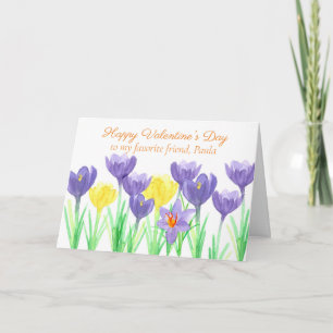 Glad Alla hjärtans dag Friend Crocus Flowers Kort