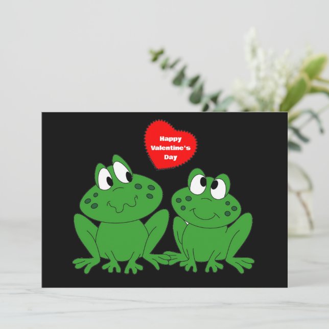 Glad Alla hjärtans dag Frogs platta kort (Stående Fram)