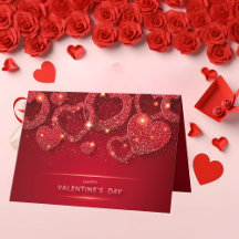 Glad Alla hjärtans dag Glitter Red Bling Hearts