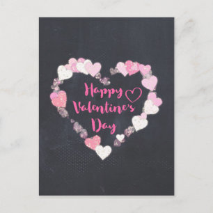 Glad Alla hjärtans dag Glittery Hearts in Rosa Helg Vykort