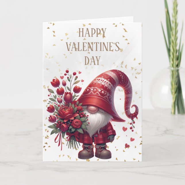 Glad Alla hjärtans dag Gnome Kort (Framsida)