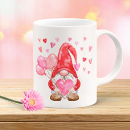 Glad Alla hjärtans dag Gnome med Heart och Baloon Kaffemugg