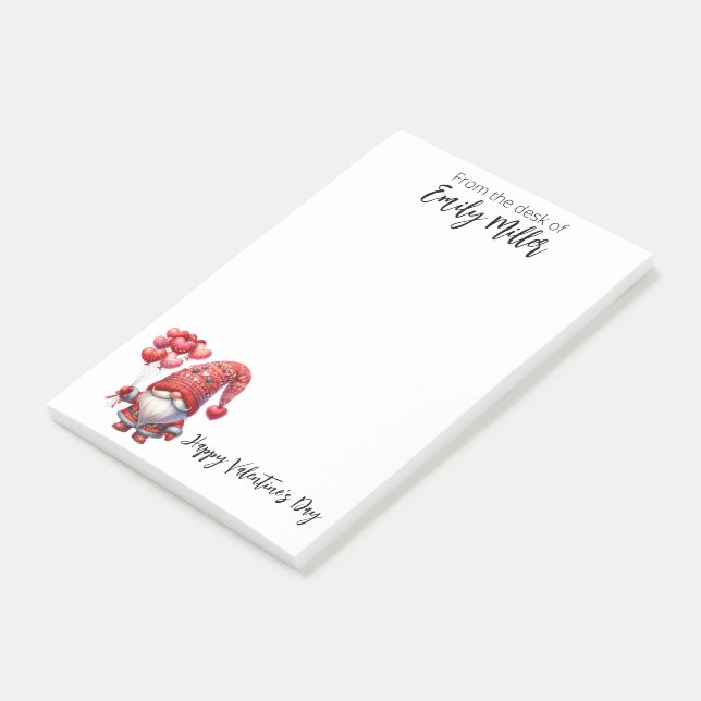 Glad Alla hjärtans dag Gnome Post-it Block (Vinklad)