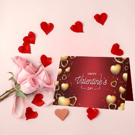 Glad Alla hjärtans dag Golden Heart Red Helgkort