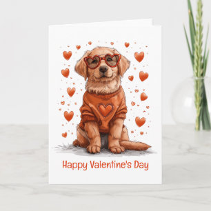 Glad Alla Hjärtans Dag Golden Retriever Hund Kort