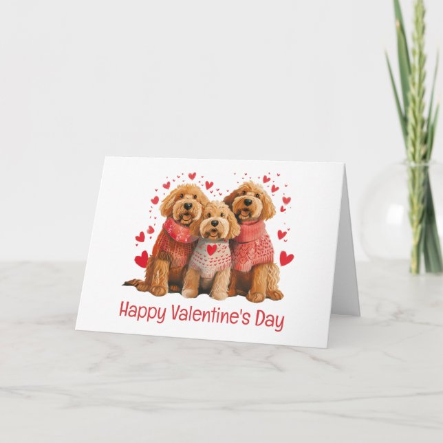 Glad Alla Hjärtans Dag Goldendoodle Hundar Kort (Framsida)
