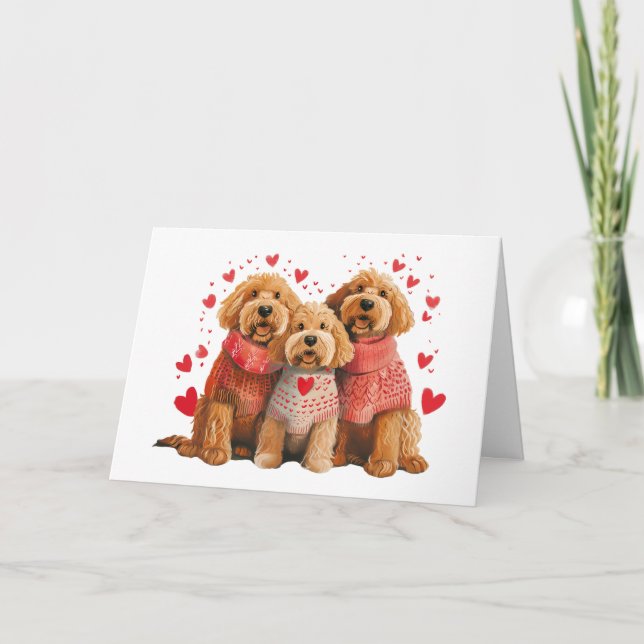 Glad Alla Hjärtans Dag Goldendoodle Hundar Kort (Framsida)