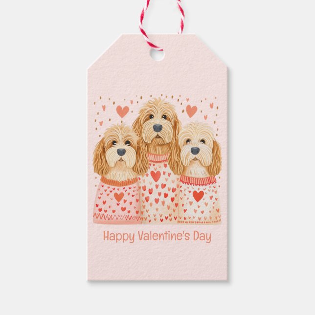 Glad Alla Hjärtans Dag Goldendoodle Hundar Presentetikett (Framsidan)