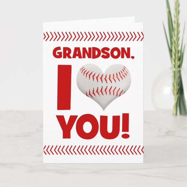 Glad Alla hjärtans dag Grandson Baseball Heart Helgkort (Framsida)