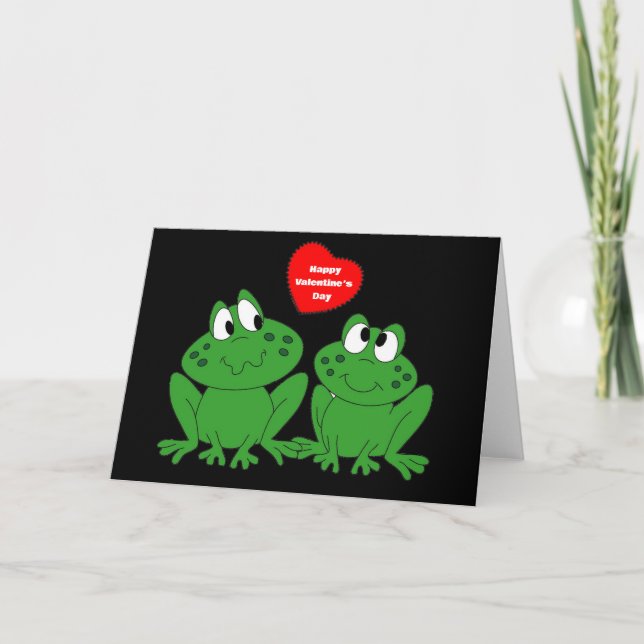 Glad Alla hjärtans dag Grodor Holiday Card Helgkort (Framsida)