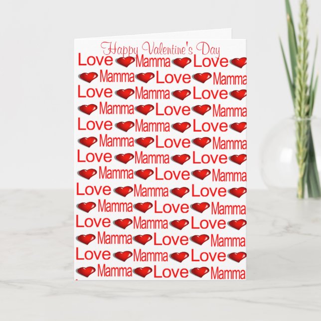 Glad Alla Hjärtans Dag Gruvkort Mamma Rött Hjärta Helgkort (Framsida)