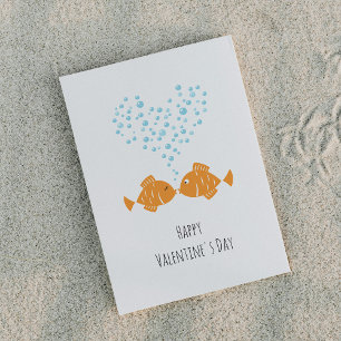 Glad Alla hjärtans dag Guld Fiskar Kärlek Hjarta  Helg Vykort