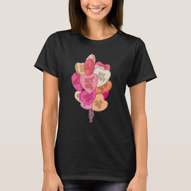 Glad Alla hjärtans dag Heart Balloon Candy Groovy  T Shirt (Framsida)
