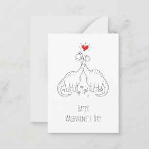 Glad Alla hjärtans dag Heart Kärlek Dinosaurs Anteckningskort
