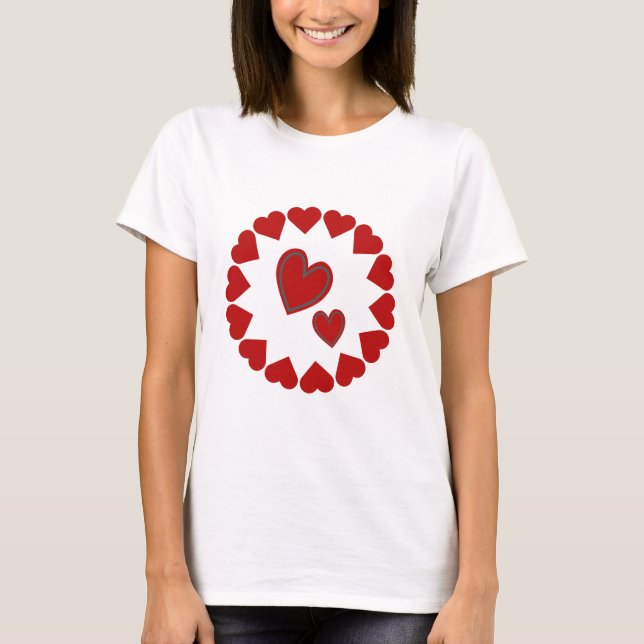 Glad Alla hjärtans dag Heart Red T-Shirt (Framsida)