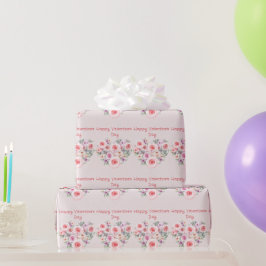 Glad Alla hjärtans dag Heart Rosa ros Presentpapper