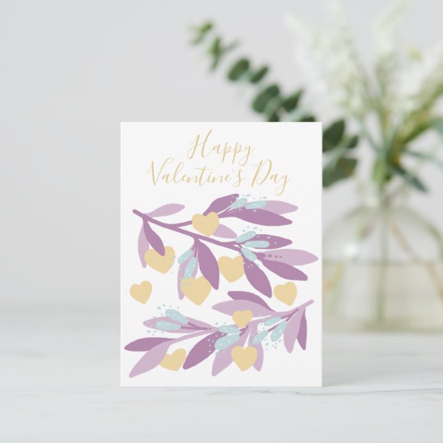 Glad Alla hjärtans dag Hearts Grenar Flowers Kärle Helg Vykort (Stående Fram)