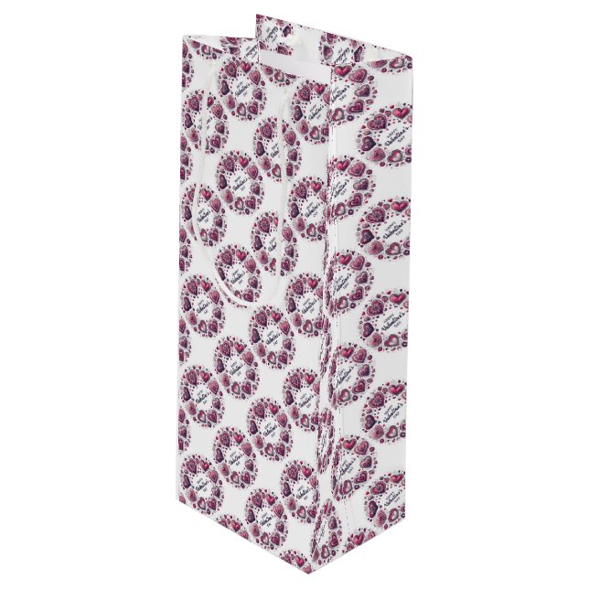 Glad Alla hjärtans dag Hearts Vin Gift Bag (Framsidan Vinklad)